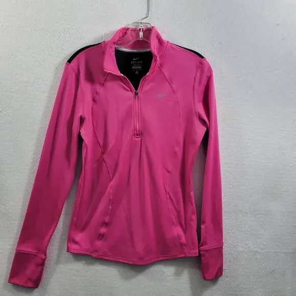 Nike Dri Fit Women's Pink Half Zip Long Sleeve Top Size M 8525-1182 - Picture 8 of 8